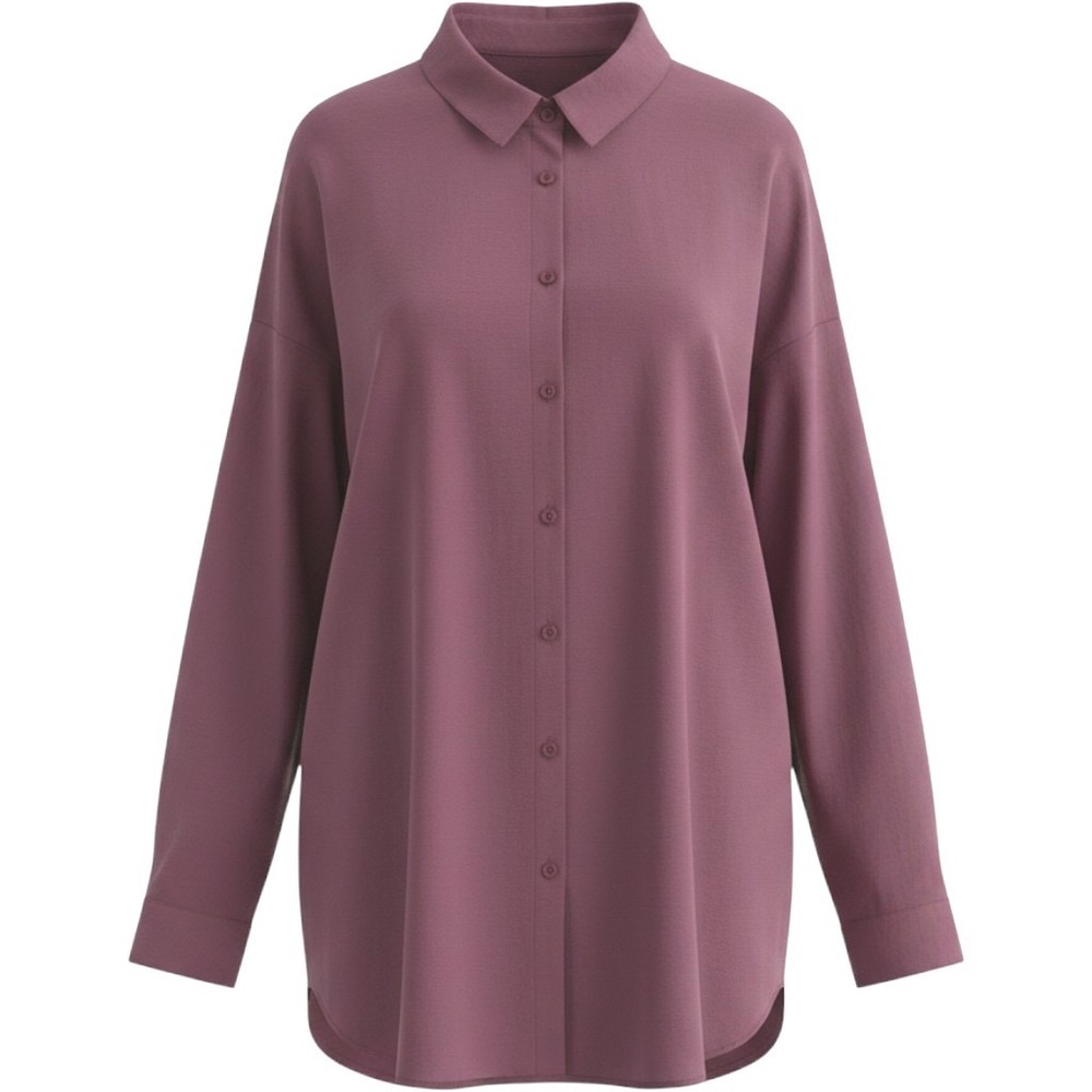 Big Dart Womens UK 16 Mauve Oversized Button Down Shirt Tunic Blouse Plum Purple